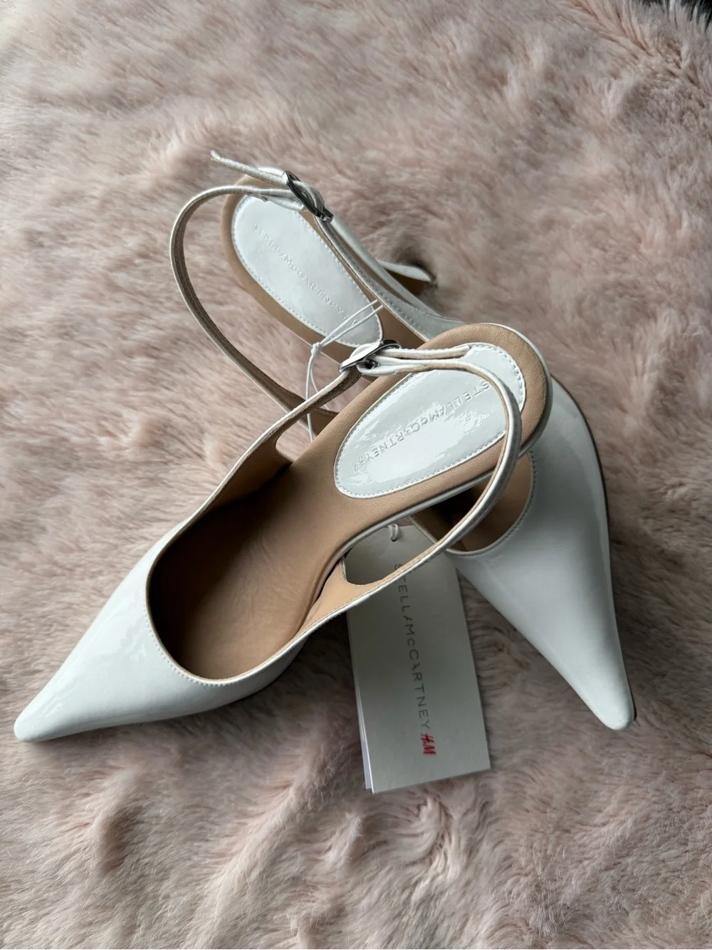 Stella McCartney White Pointed Slingback Heels